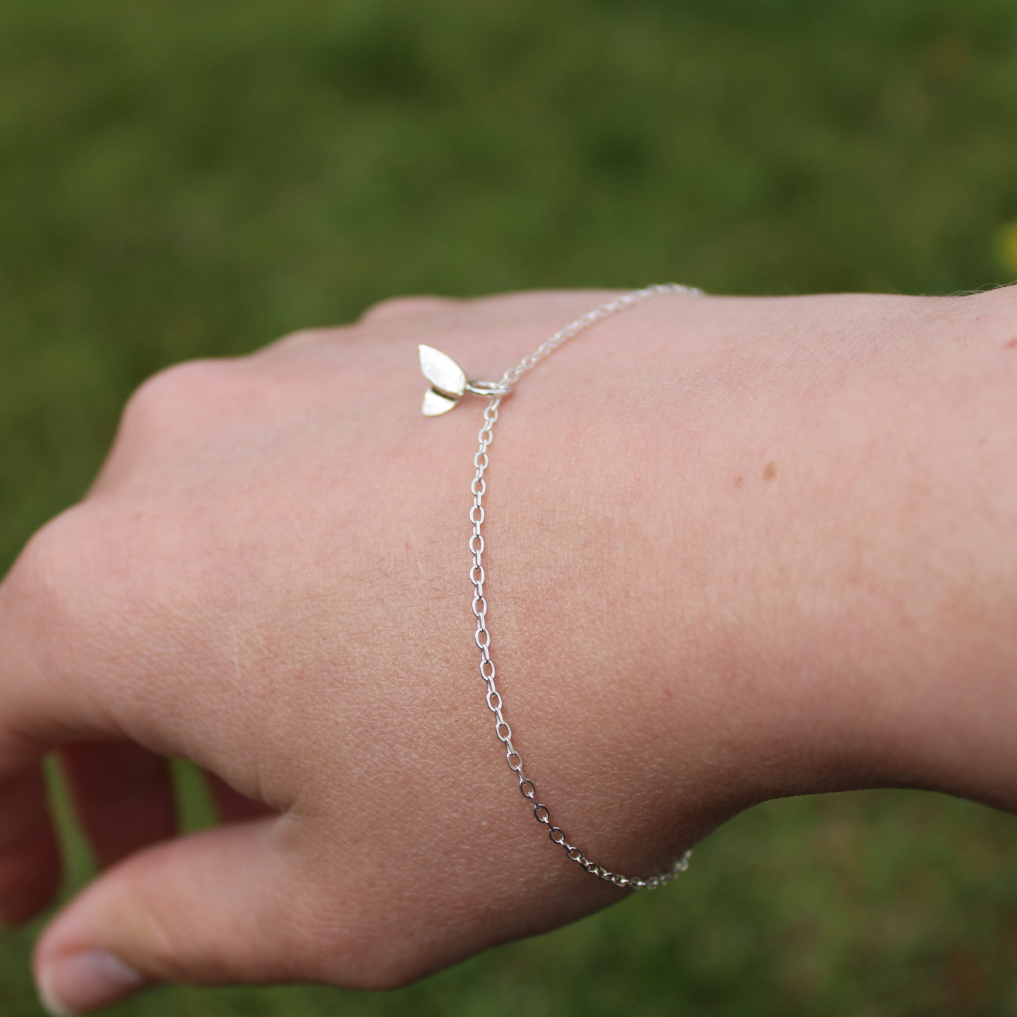 Duo leaf bracelet on a wrist