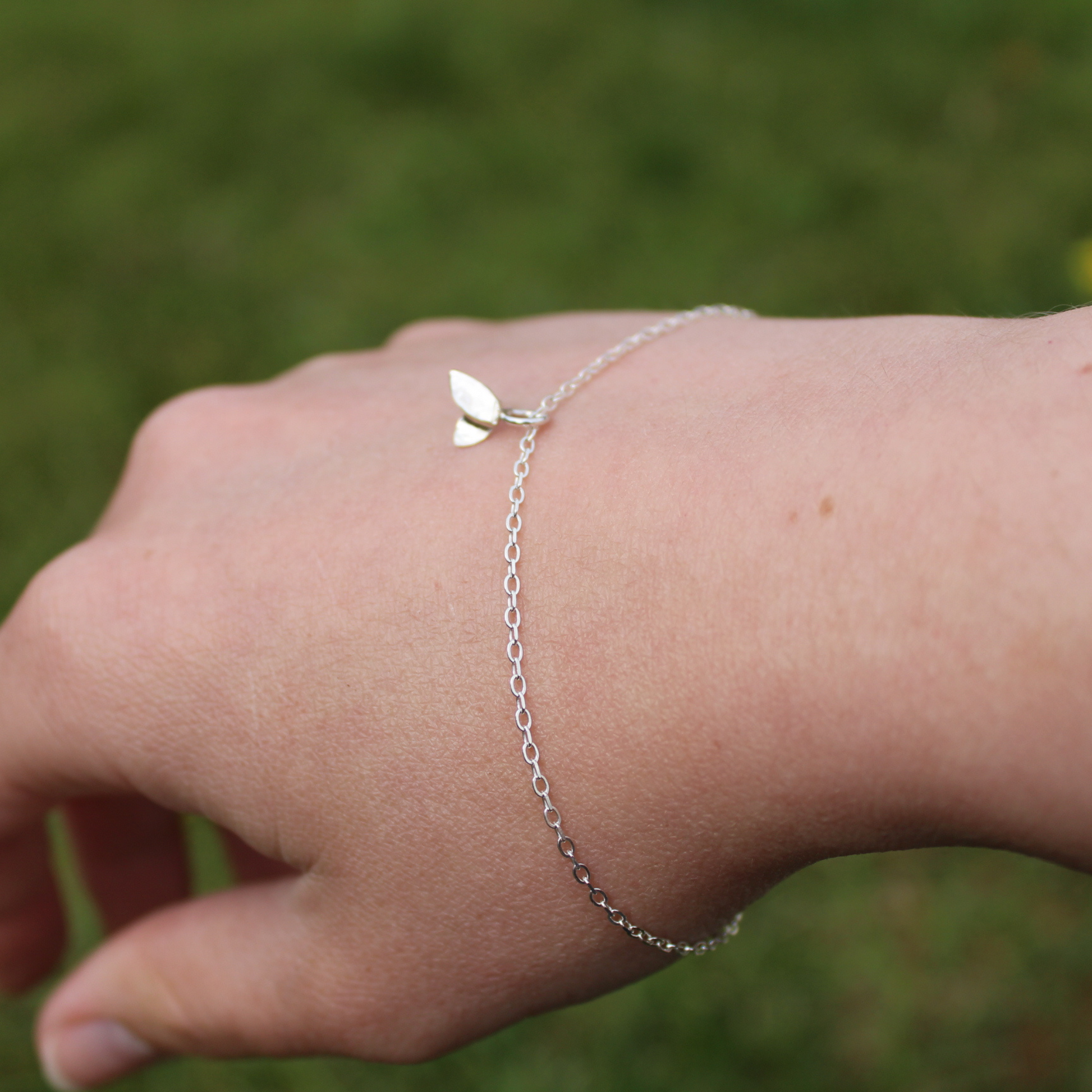 Duo leaf bracelet on a wrist