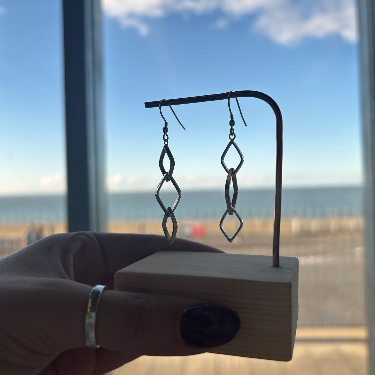 Leaf Outline Trio Drop Earrings