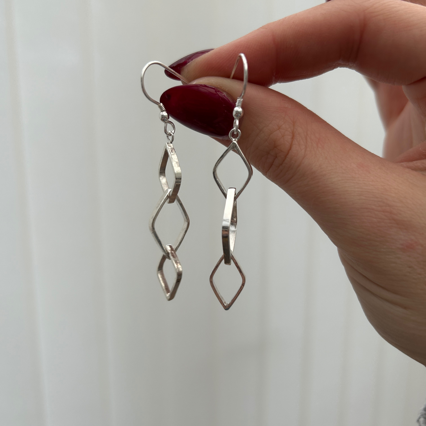 Leaf Outline Trio Drop Earrings