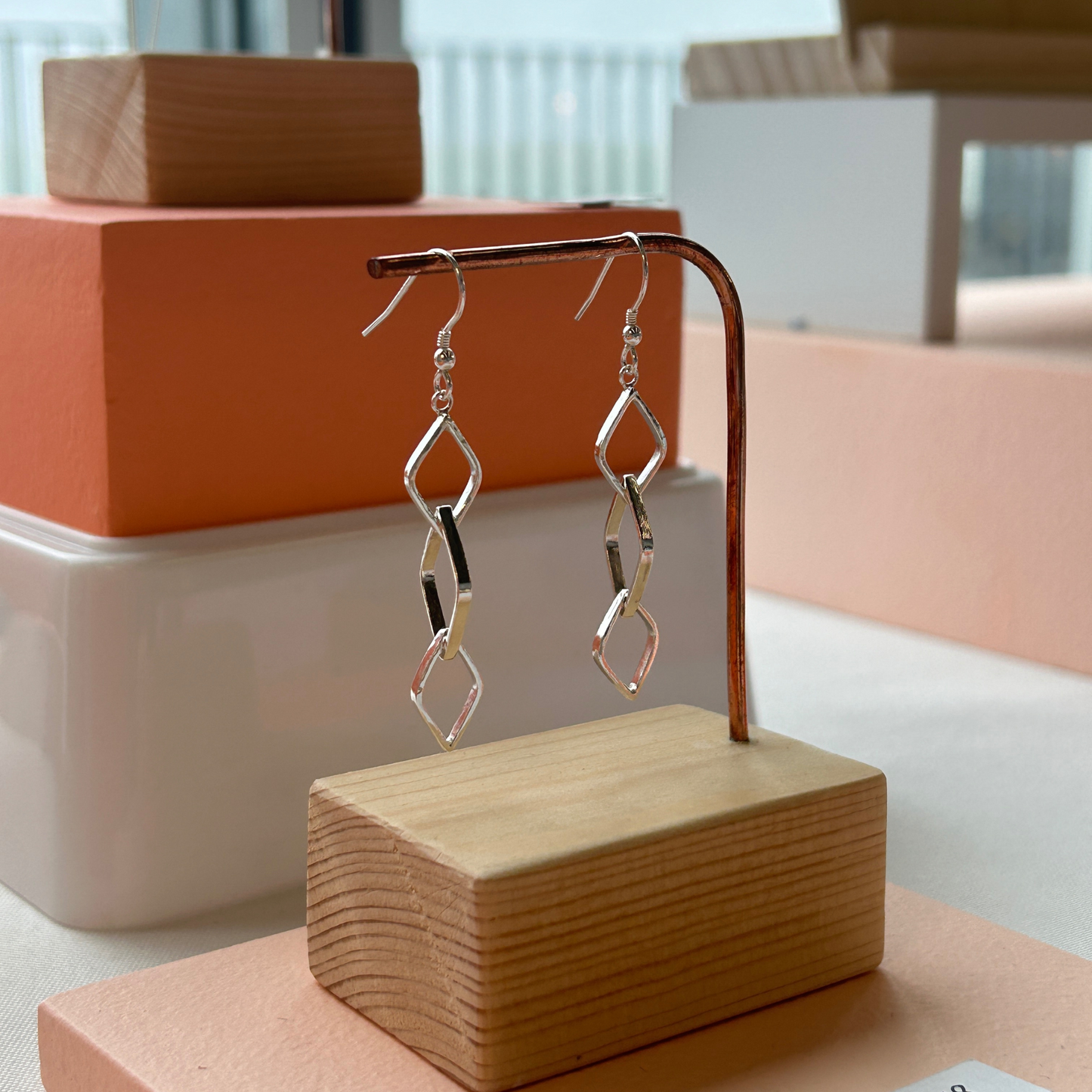 Leaf Outline Trio Drop Earrings