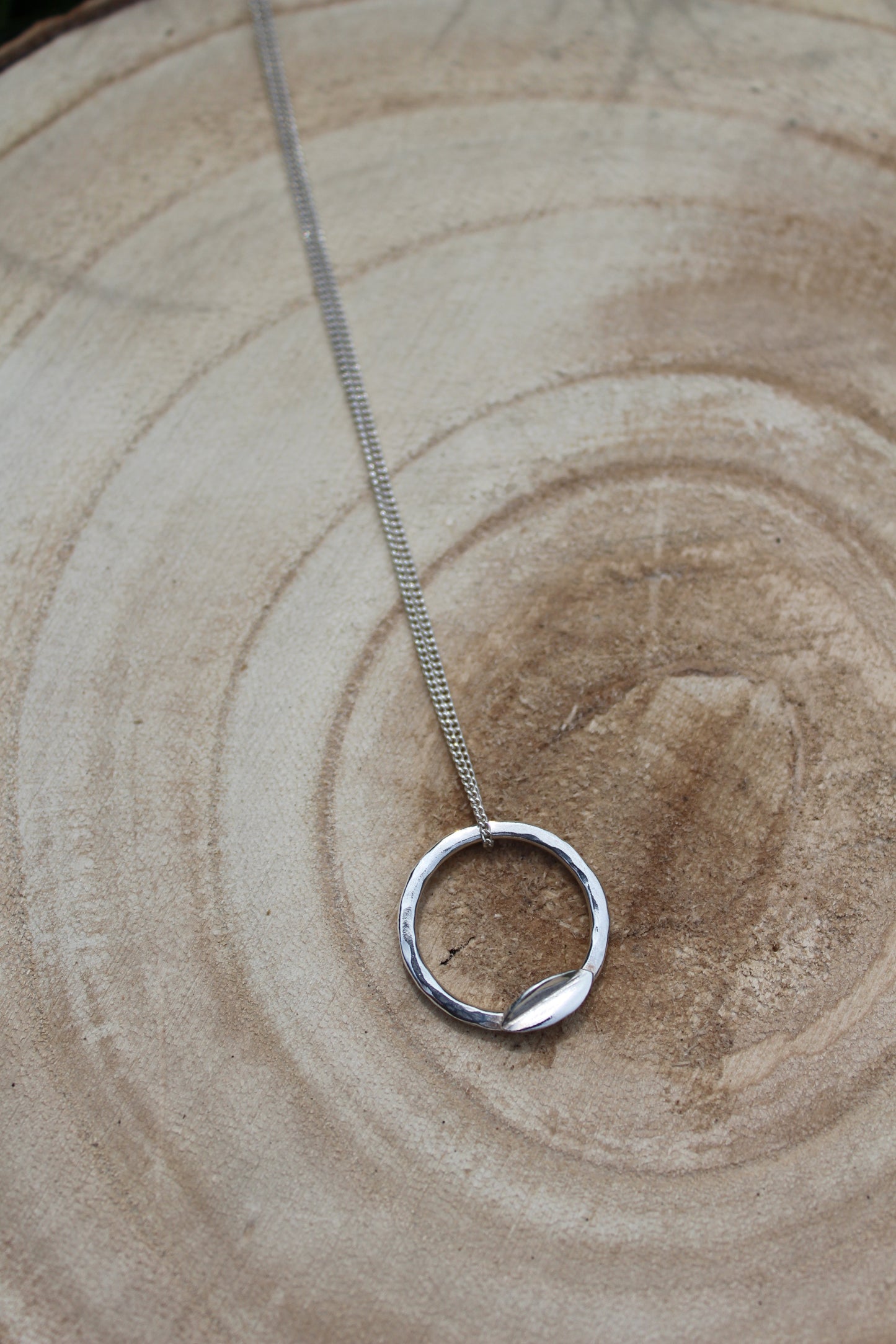 Hammered Hoop Leaf Earrings & Necklace Jewellery Set