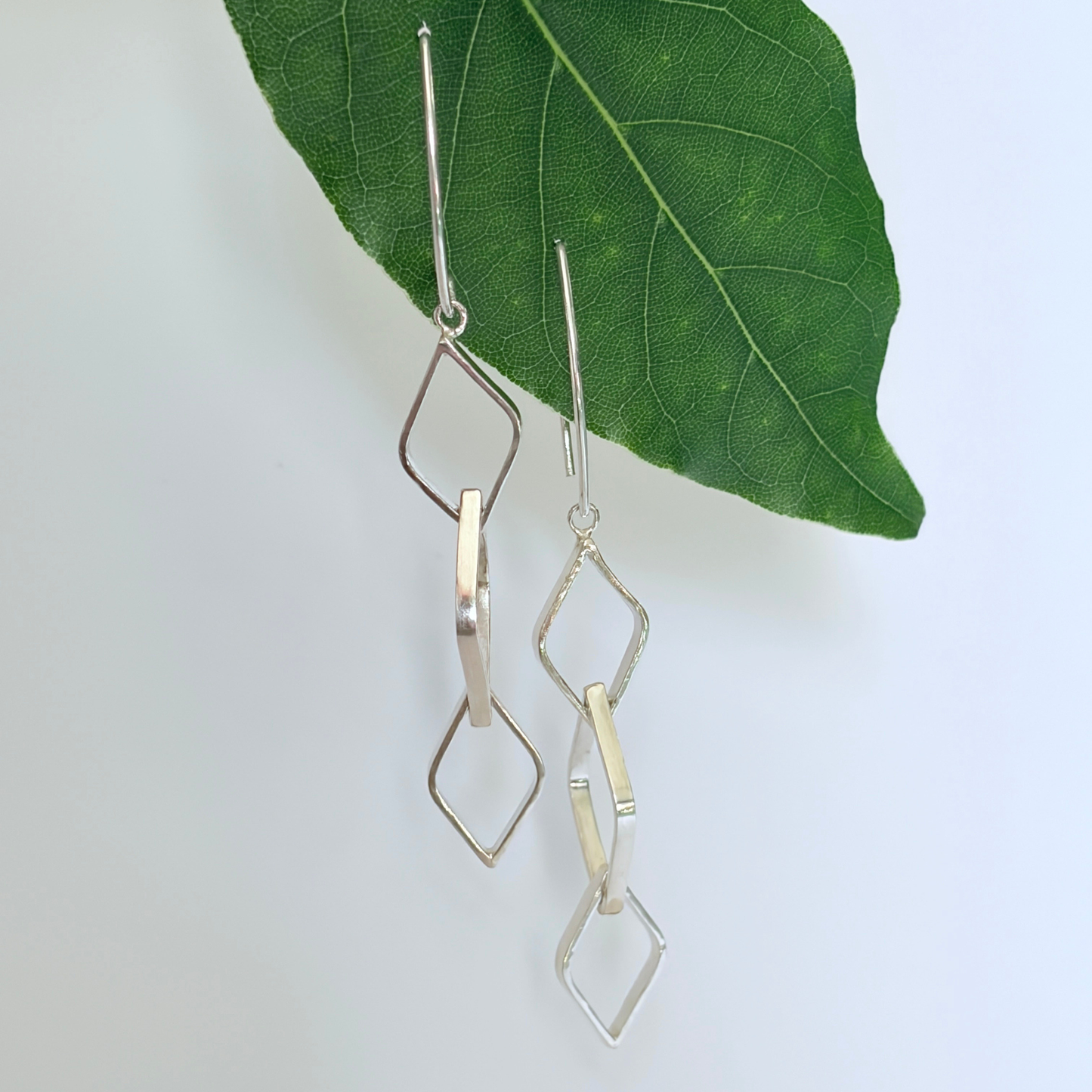 Leaf Outline Trio Drop Earrings
