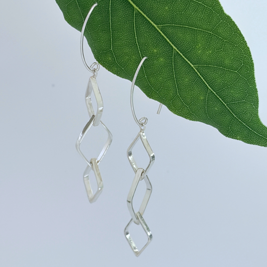 Leaf Outline Trio Drop Earrings
