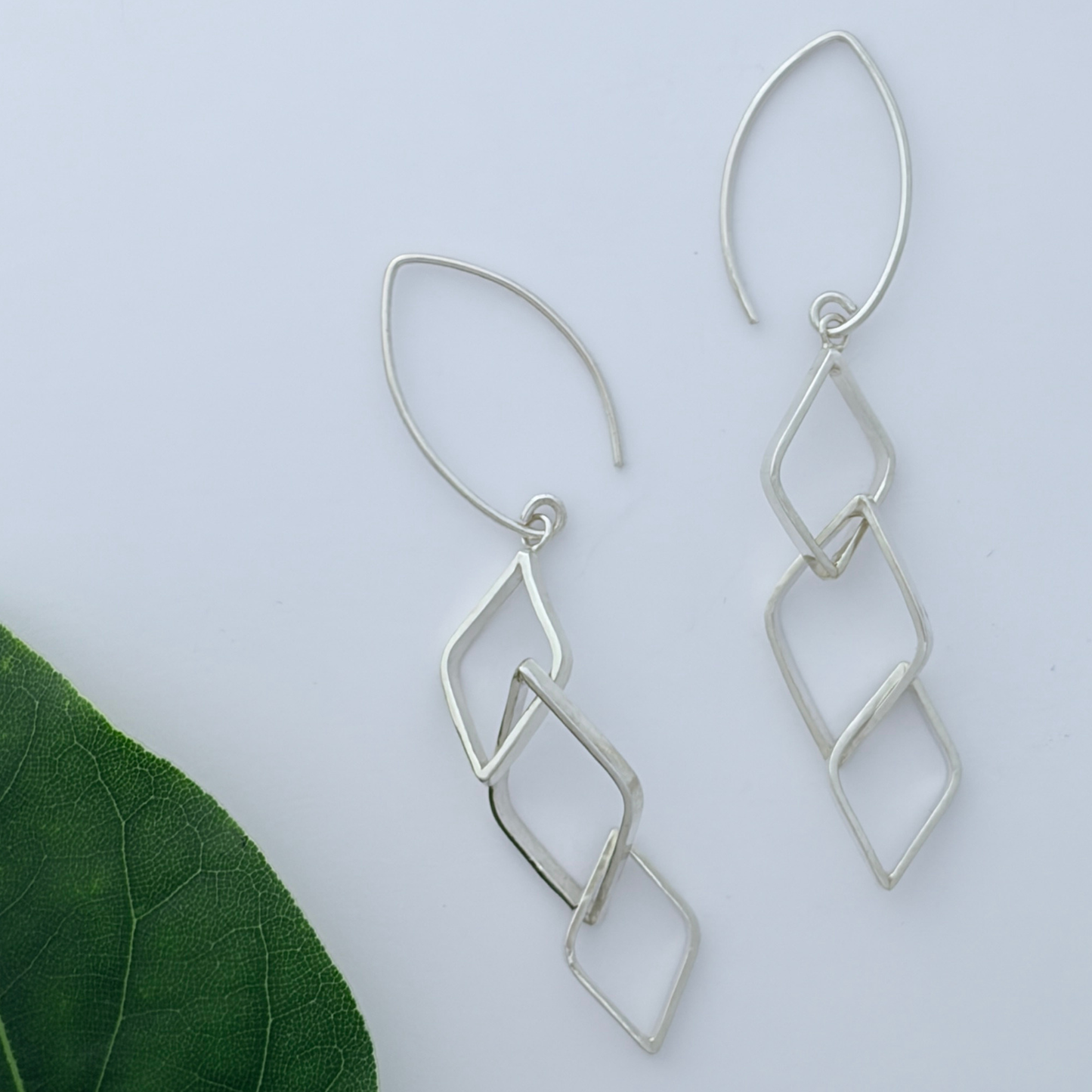 Leaf Outline Trio Drop Earrings