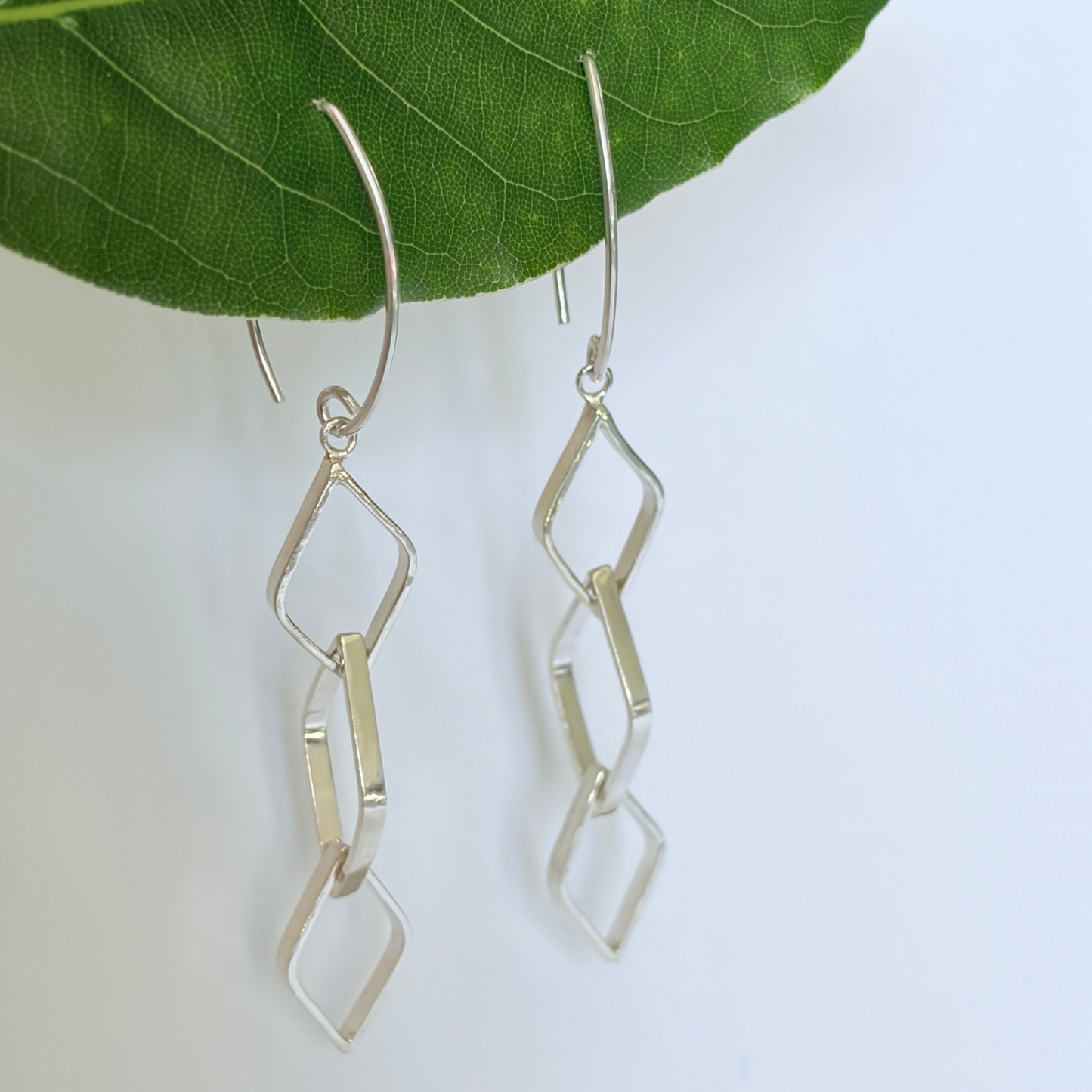 Leaf Outline Trio Drop Earrings