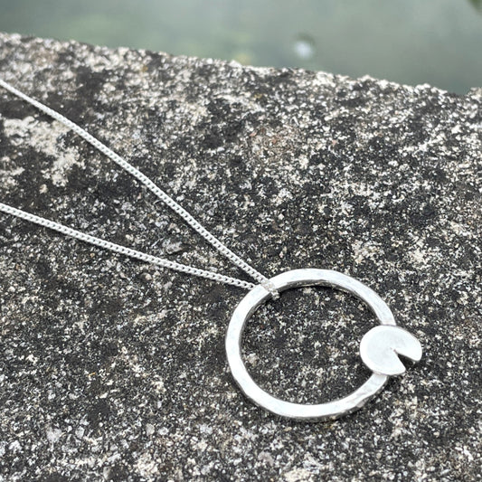 Hammered Hoop Lily pad Necklace