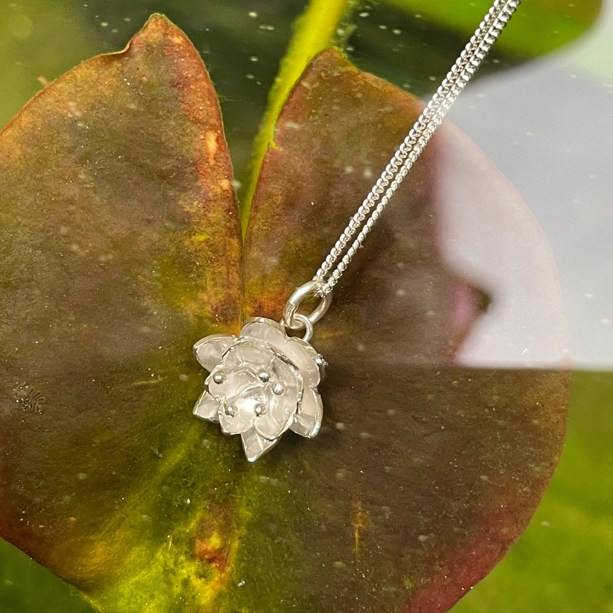 July Birth Flower Water Lily Gold Pendant
