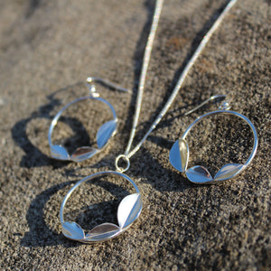 Geometric Leaf Earrings & Necklace Jewellery Set