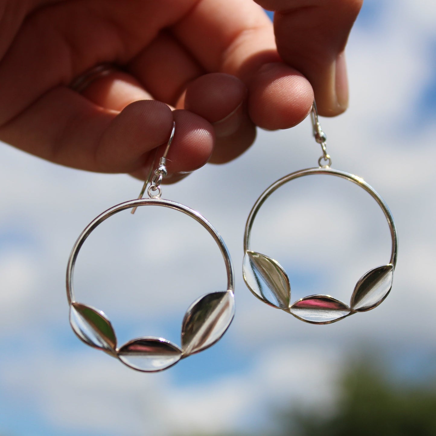 Geometric Leaf Drop Earrings