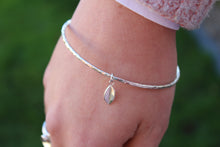 Load image into Gallery viewer, Textured Bangle with Dangle Leaf Charm