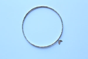 Textured Bangle with Duo Leaf Charm - can be personalised