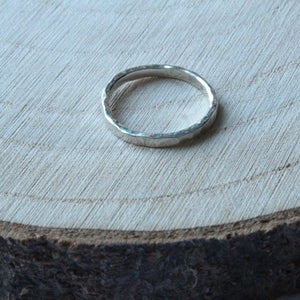 Hammered 2mm Silver Ring
