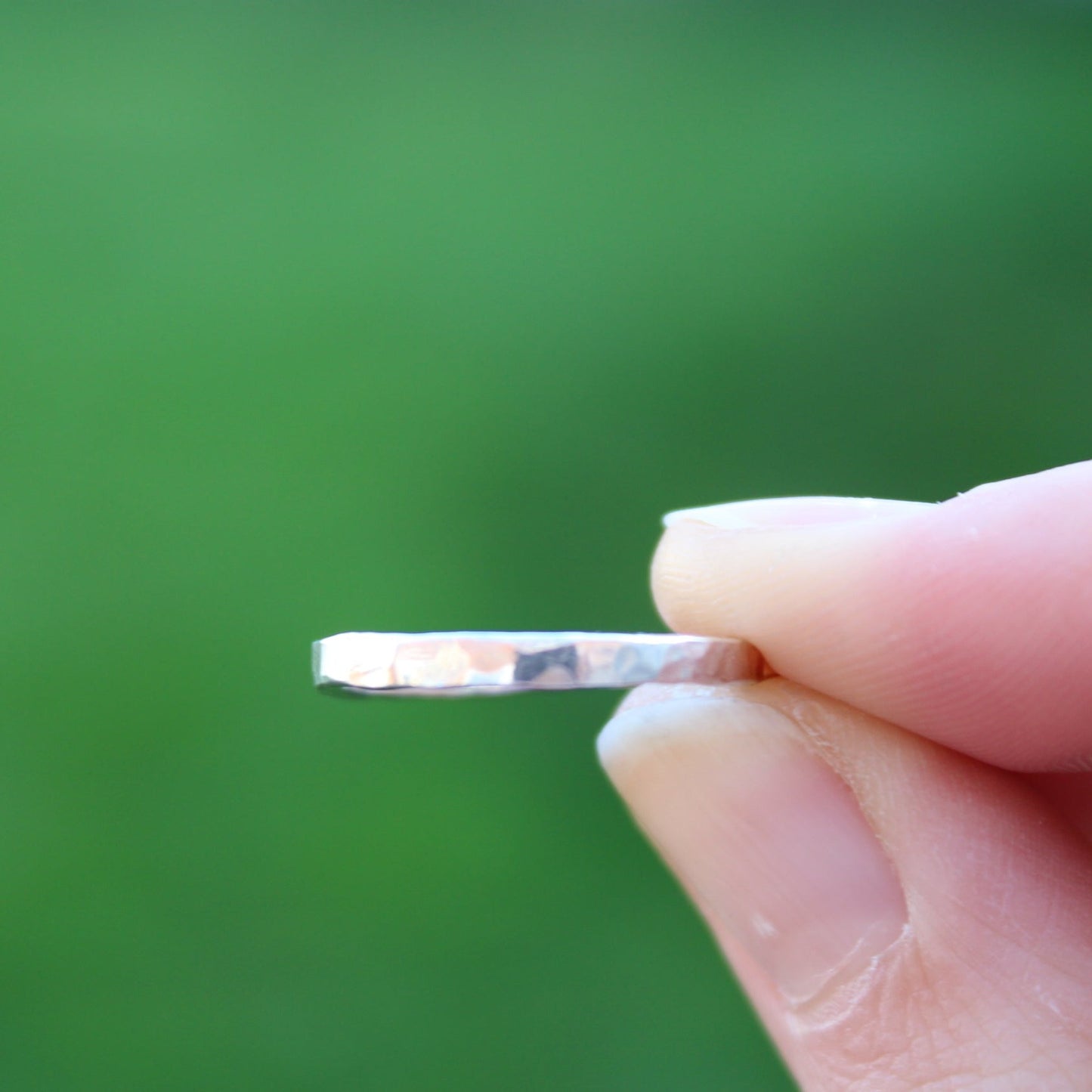 Hammered 2mm Silver Ring