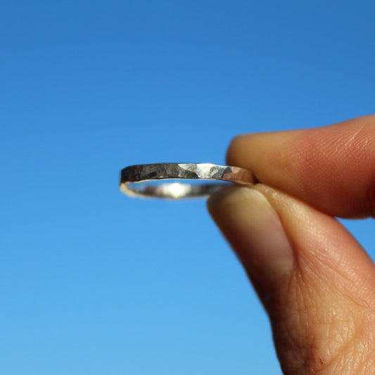 Hammered 2mm Silver Ring