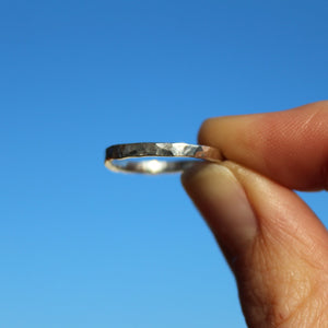 Hammered 2mm Silver Ring