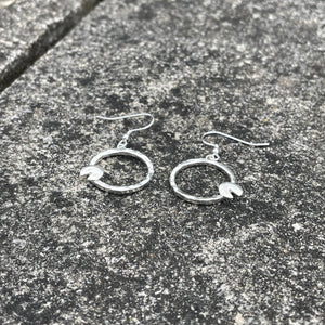 Geometric Hammered Lilypad Drop Earrings